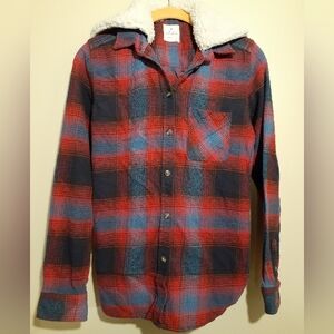 American Eagle Outfitters Vintage Boyfriend Red and Blue Plaid Jacket